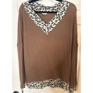 Women's BiBi Long Sleeve Tee Brown Animal Print S